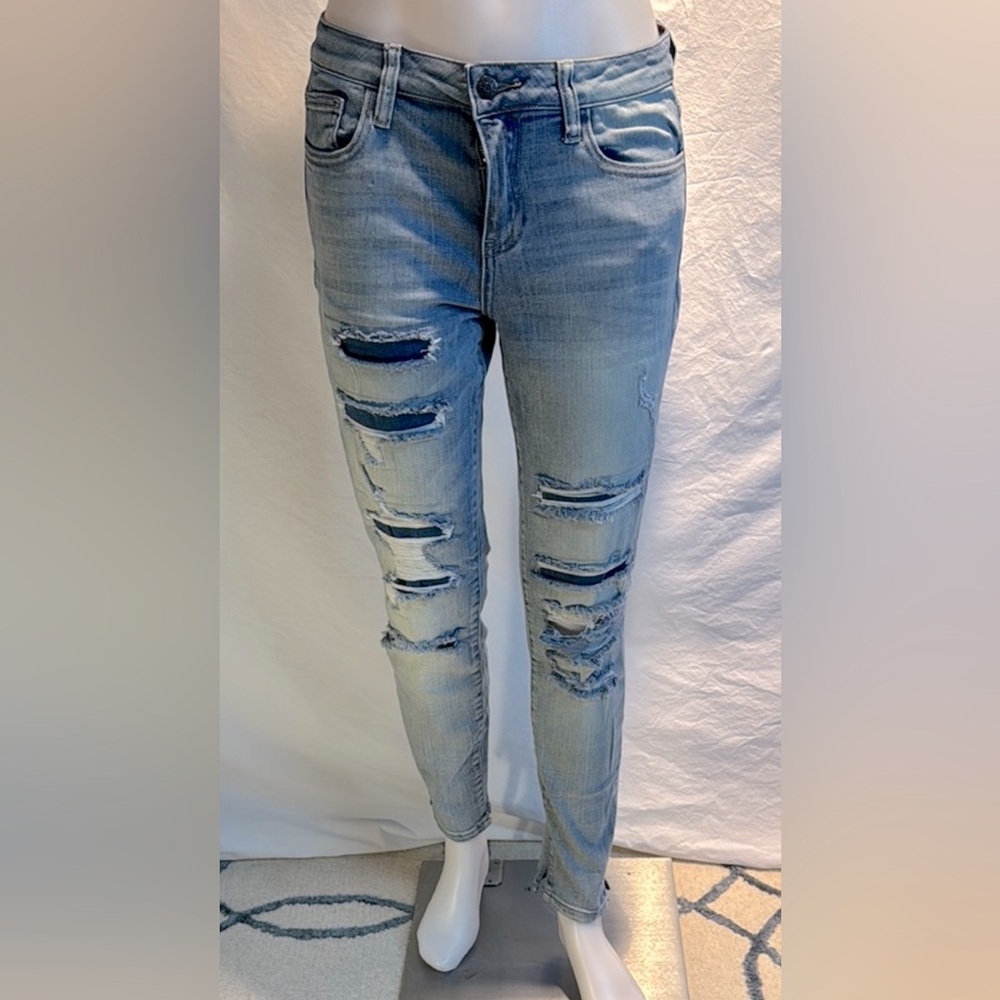 Cello Light Blue Distressed Skinny Jeans for Men
